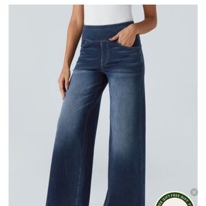 HALARA Flare Wide-Leg Jeans in Deep Blue